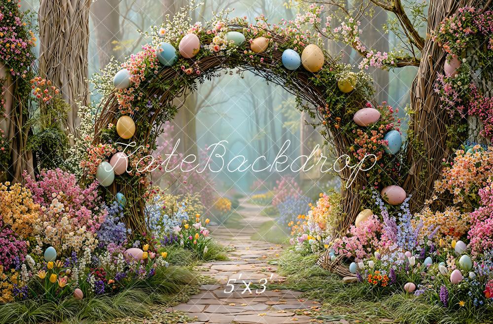 SALE Kate Easter Forest Bunny Flower Arch Pastel Eggs Pathway Backdrop Designed by Emetselch
