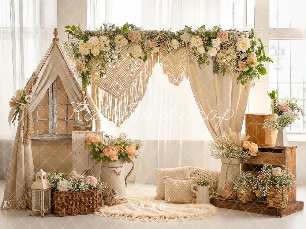 Kate Boho Flower Arch Tent Baskets Macrame Backdrop Designed by Emetselch