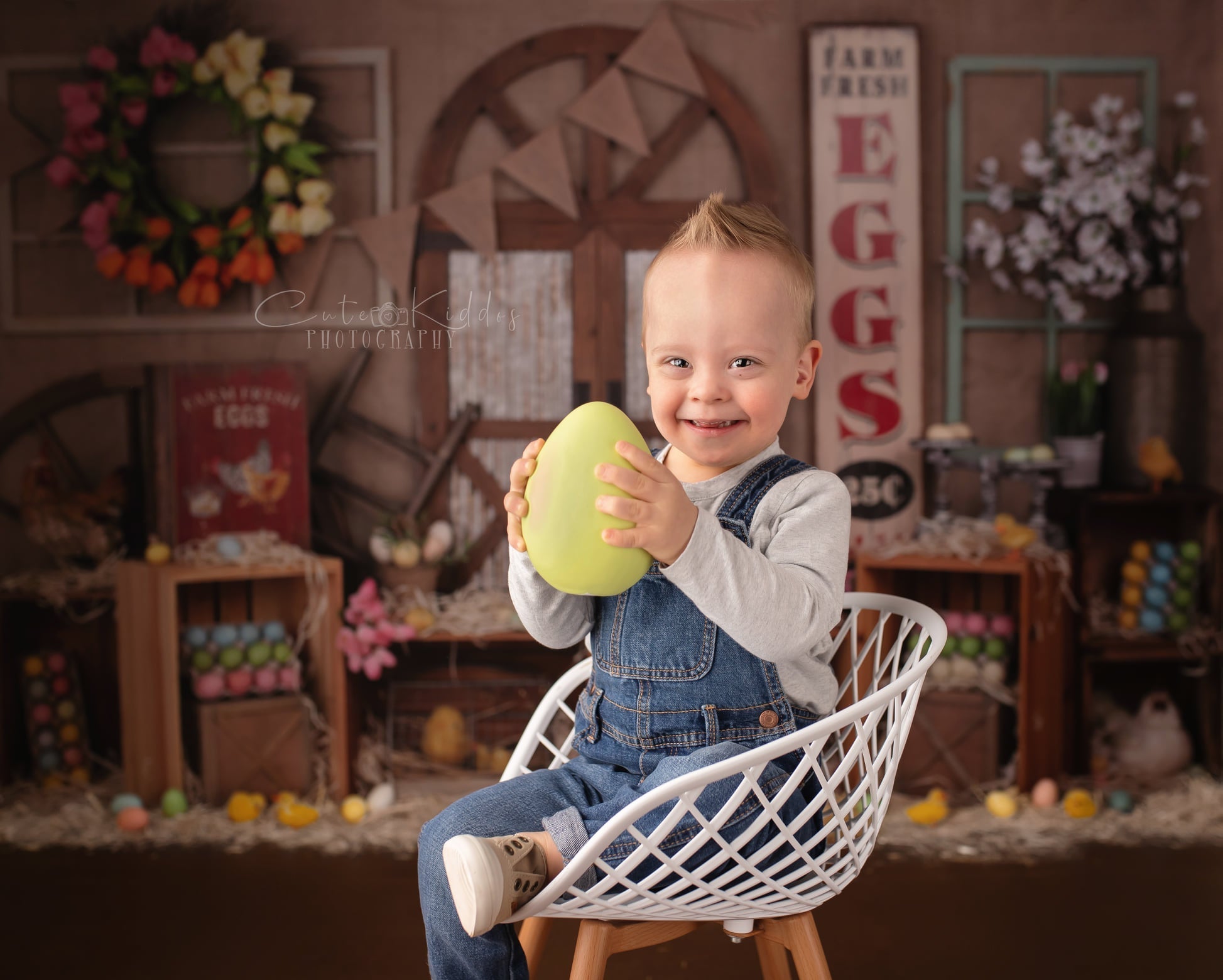 Kate Easter Colorful Egg Barn Door Backdrop for Photography (only ship to Canada)