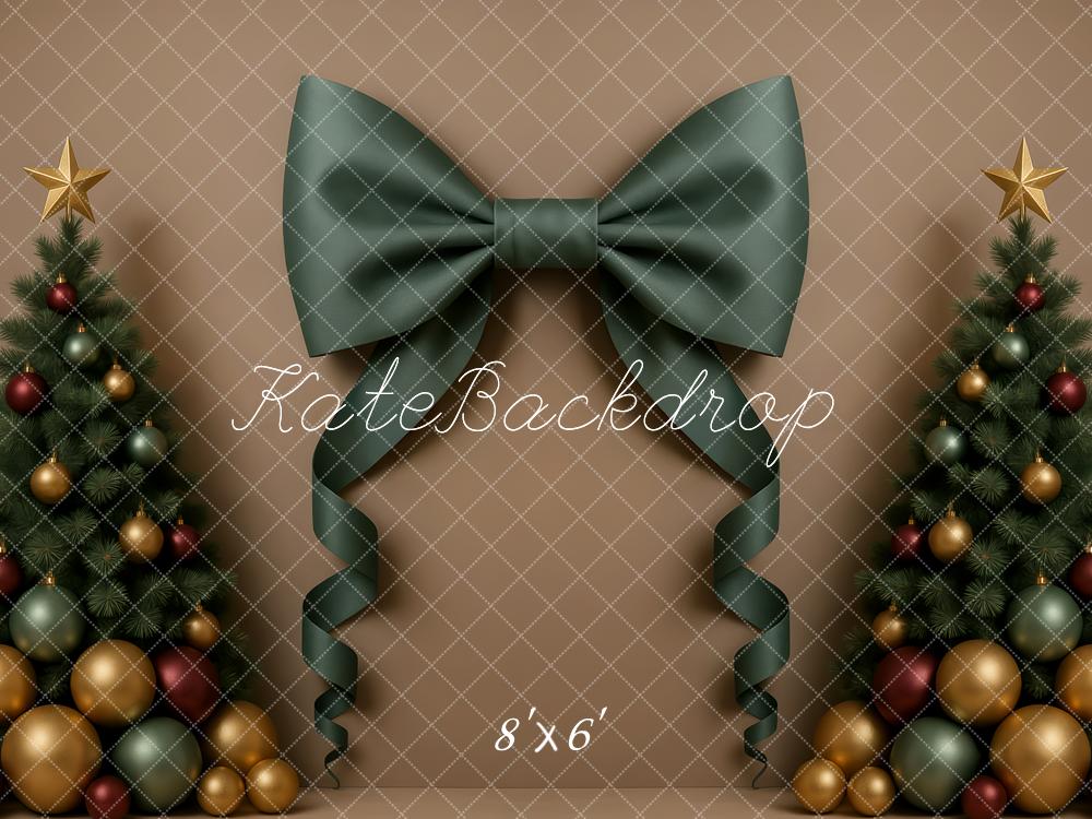 Kate Christmas Green Bow Christmas Trees Backdrop Designed by Patty Roberts