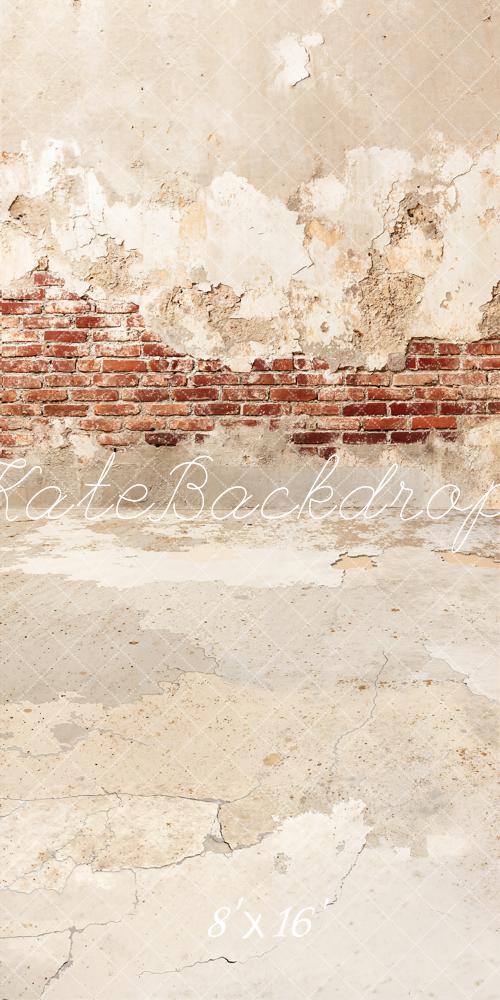 Kate Vintage Brick Exposed Plaster Wall Printed Backdrop Designed by Kate Image