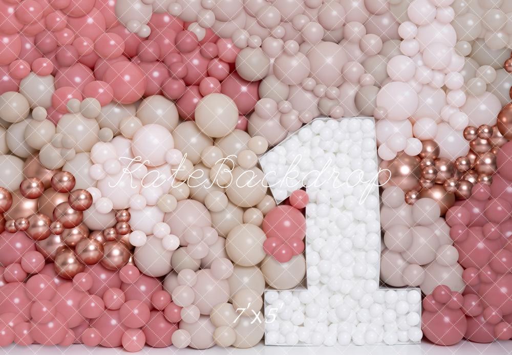 Elegant Blush Balloon Number Backdrop