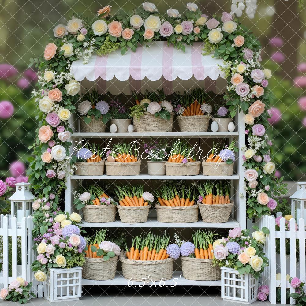 Kate Easter Bunny Flower Arch Carrot Basket Stall Backdrop Designed by Mini MakeBelieve