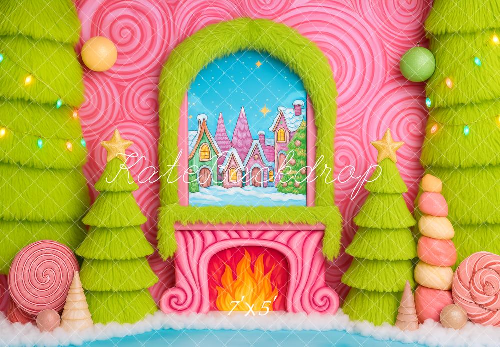 Funhouse Backdrop Kate Christmas Candy Wonderland Funhouse Fireplace Backdrop Designed b