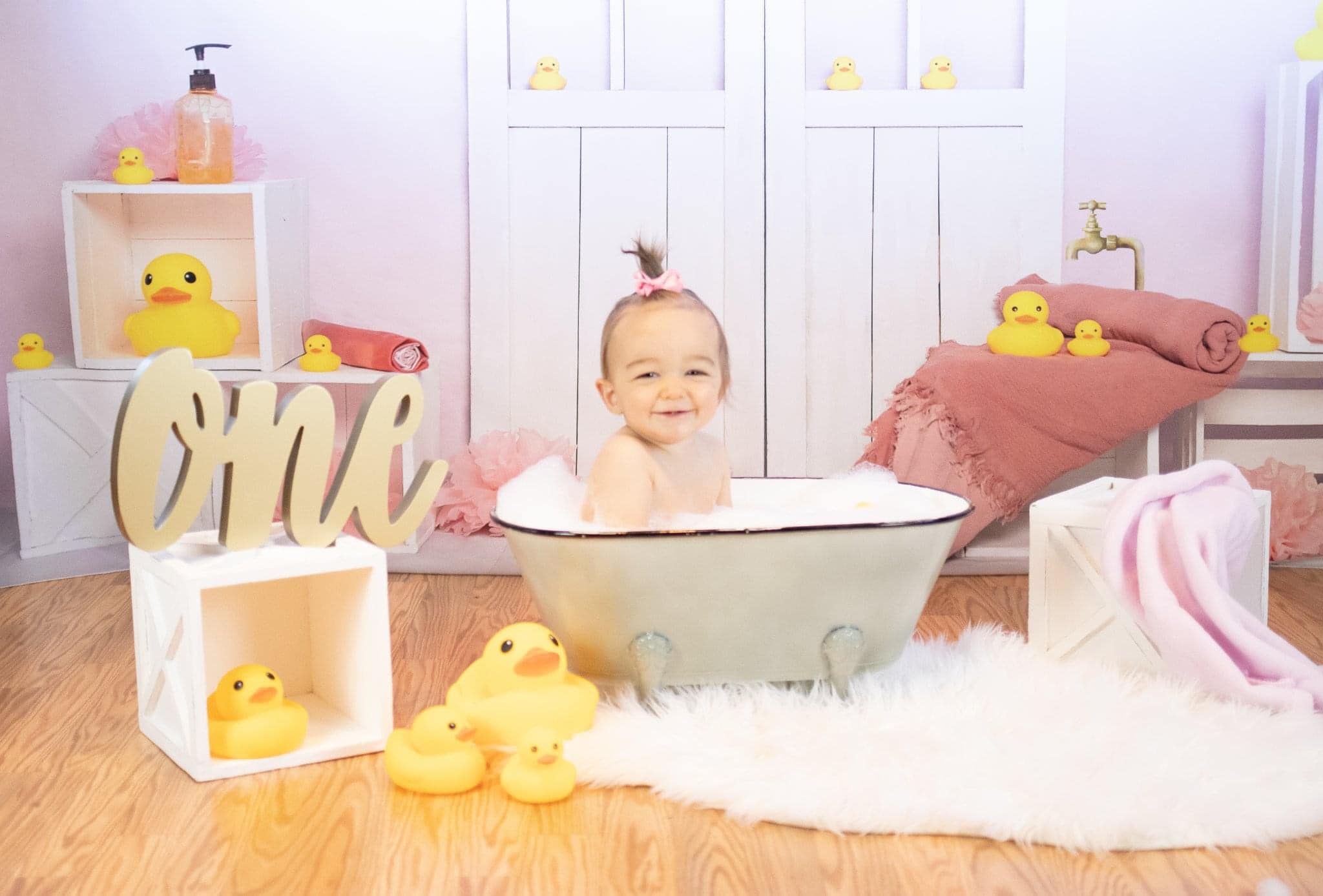 RTS Kate Bathtime Duck Pink Backdrop Designed by Jia Chan Photography