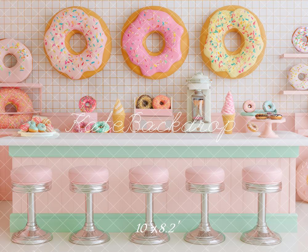 Kate Dreamy Donut Shop Diner Counter Pink Backdrop Designed by Patty Roberts