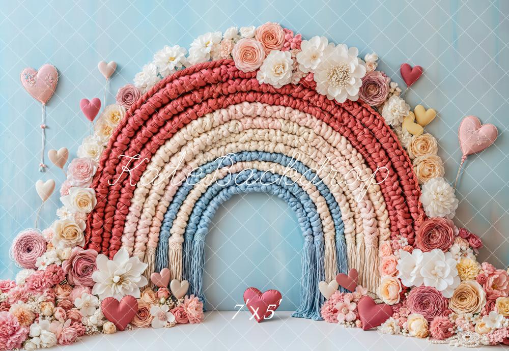 Fondo de Corazón Arcoíris Floral Boho Diseñado por Emetselch
