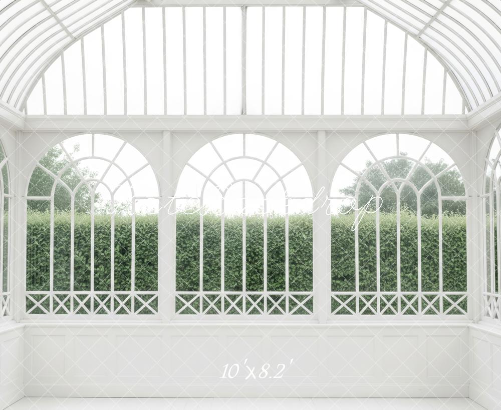 Kate White Conservatory Glass Arched Windows Printed Backdrop Designed by Patty Roberts