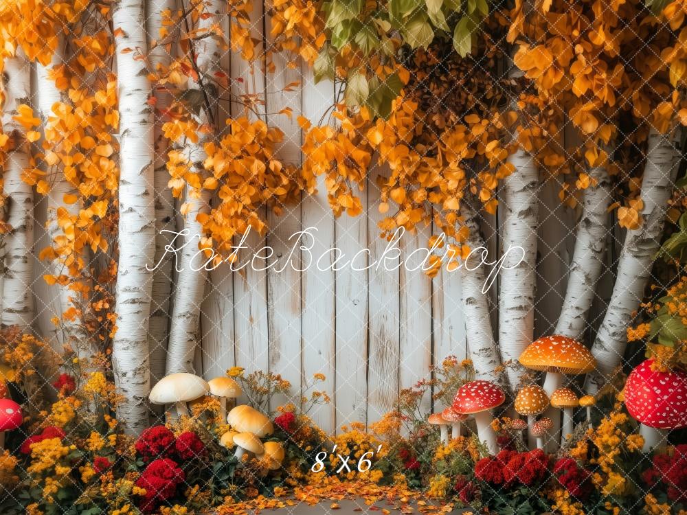Kate Fall Birch Trees With Mushrooms Backdrop Designed by Patty Roberts