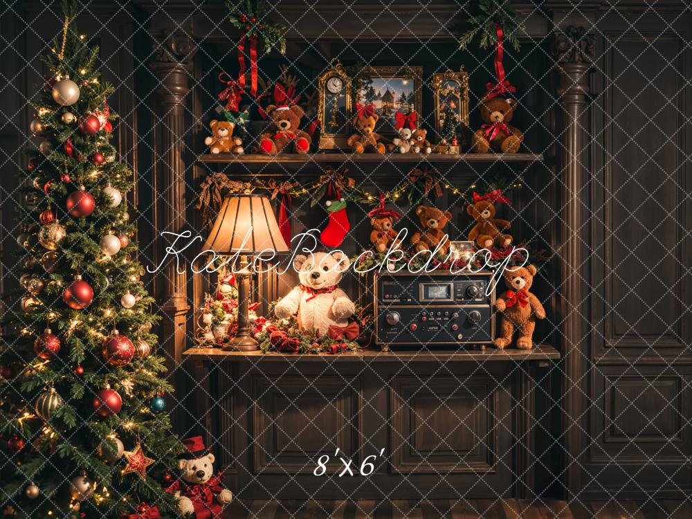 Kate Christmas Tree Teddy Bear Shelf Backdrop Designed by Emetselch