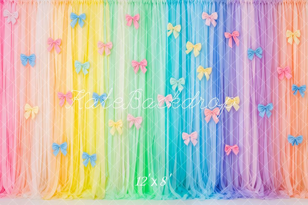 Kate Rainbow Pastel Tulle Bow Curtain Backdrop Designed by Patty Roberts