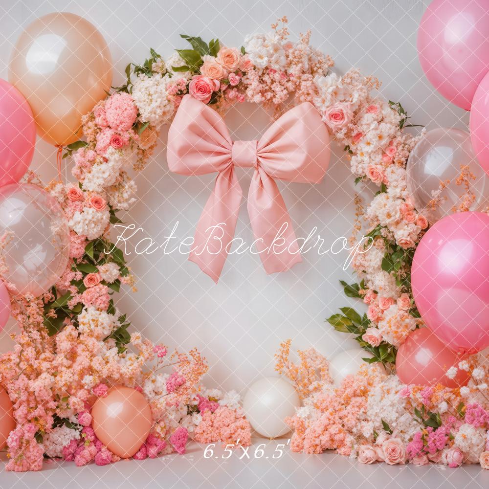 Fondo de globos rosas de arco floral smash cake