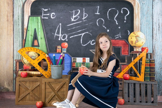 Kate Back to School Summer Blackboard Colorful ABC Fleece Backdrop