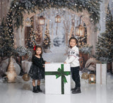 Kate Christmas Arch Garland Snow Trees Printed Backdrop Designed by Emetselch