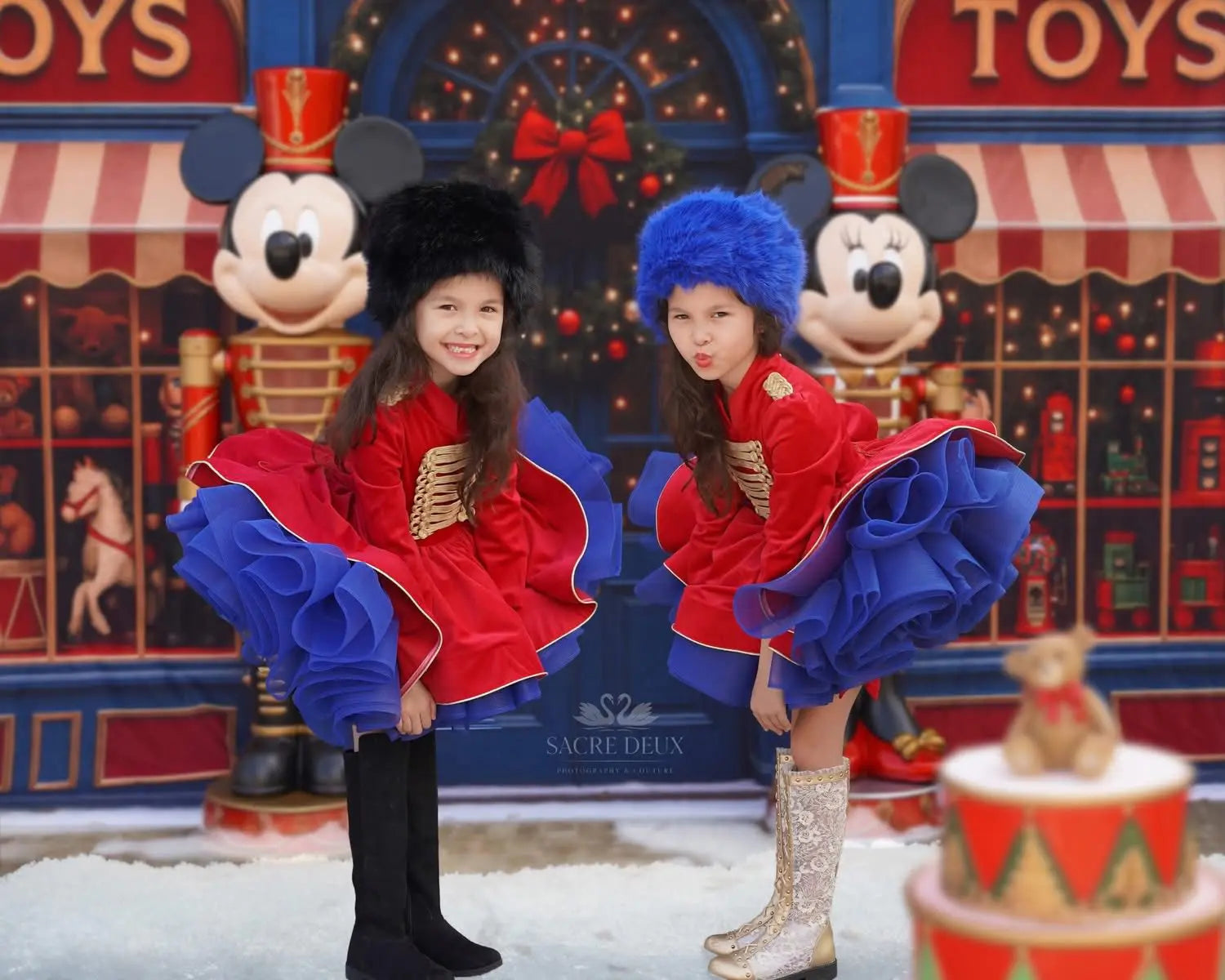 Negozio di giocattoli di Natale Wreath Nutcracker Sfondo Designed by Megan Leigh Photography