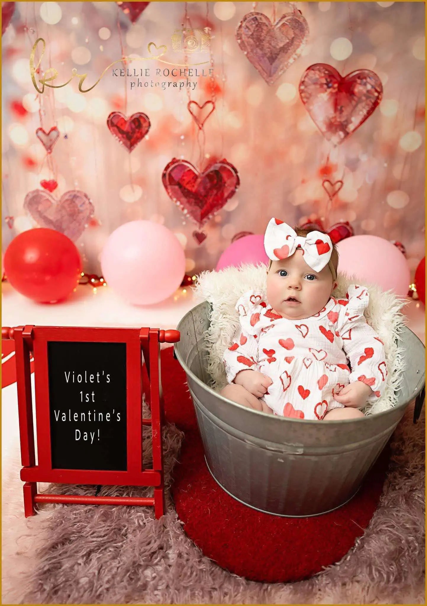 Valentine's Day Roze Hart Kristallen Foto Achtergrond Ontworpen door Chain Photography