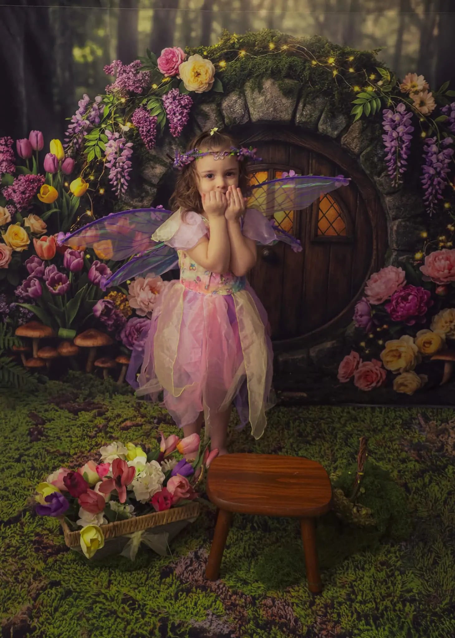 Kate Easter Enchanted Woodland Fairy Round Door Printed Backdrop Designed by Patty Roberts