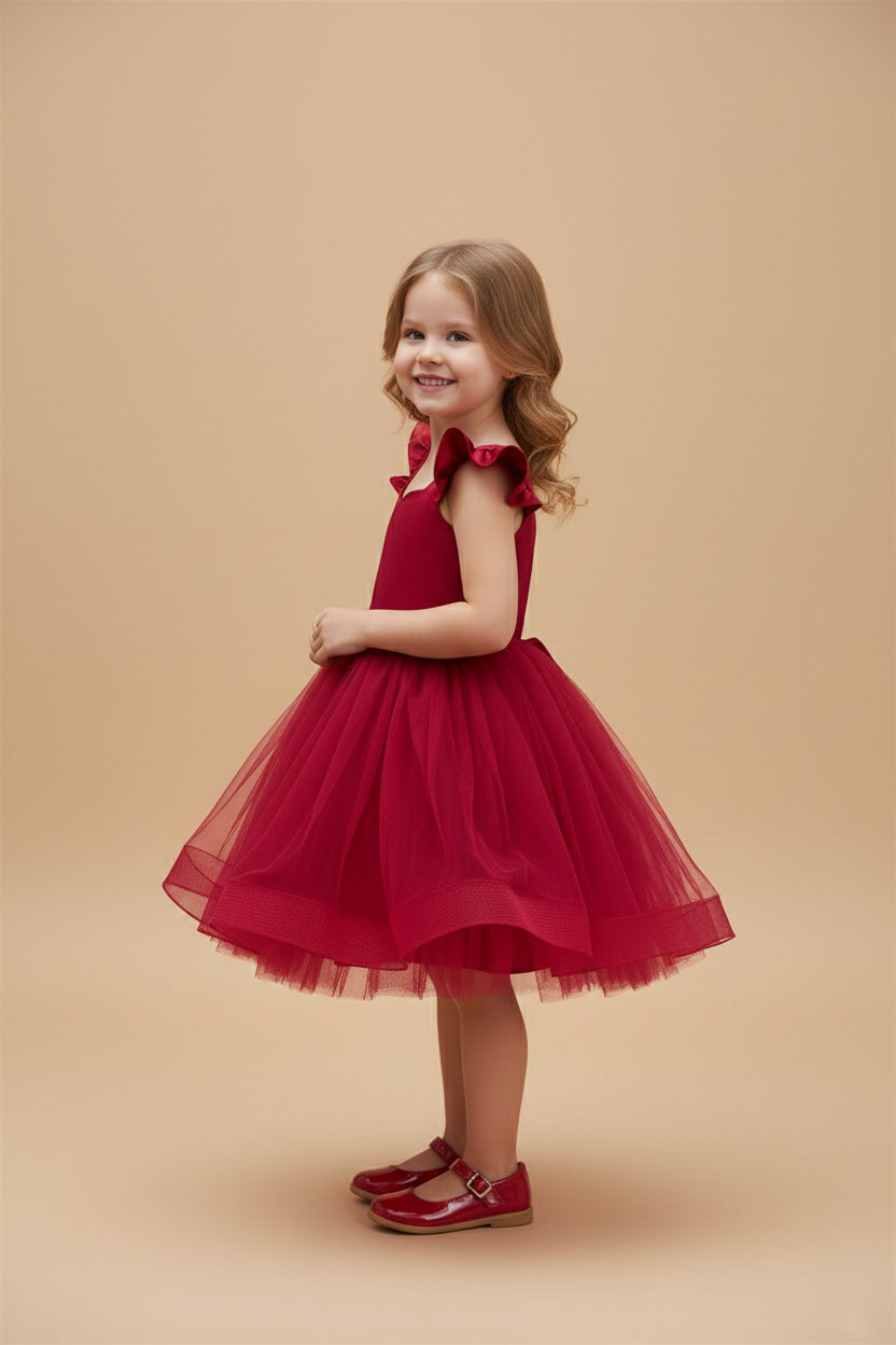 Gradient Roze en Paars Gerimpeld Kinderjurkje voor Fotografie