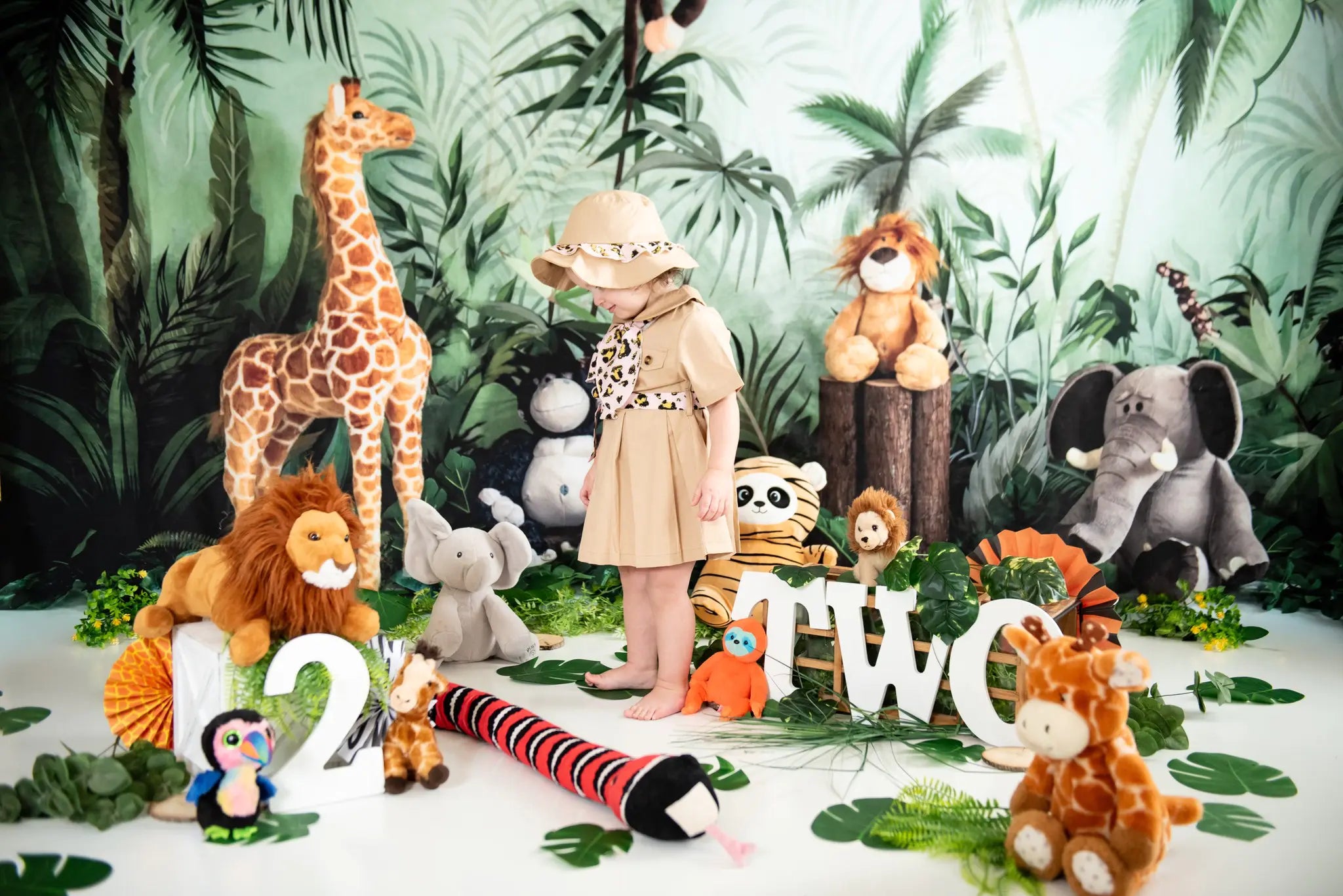 Kate Cake Smash Printed Backdrop Birthday Jungle Animals Designed by Emetselch
