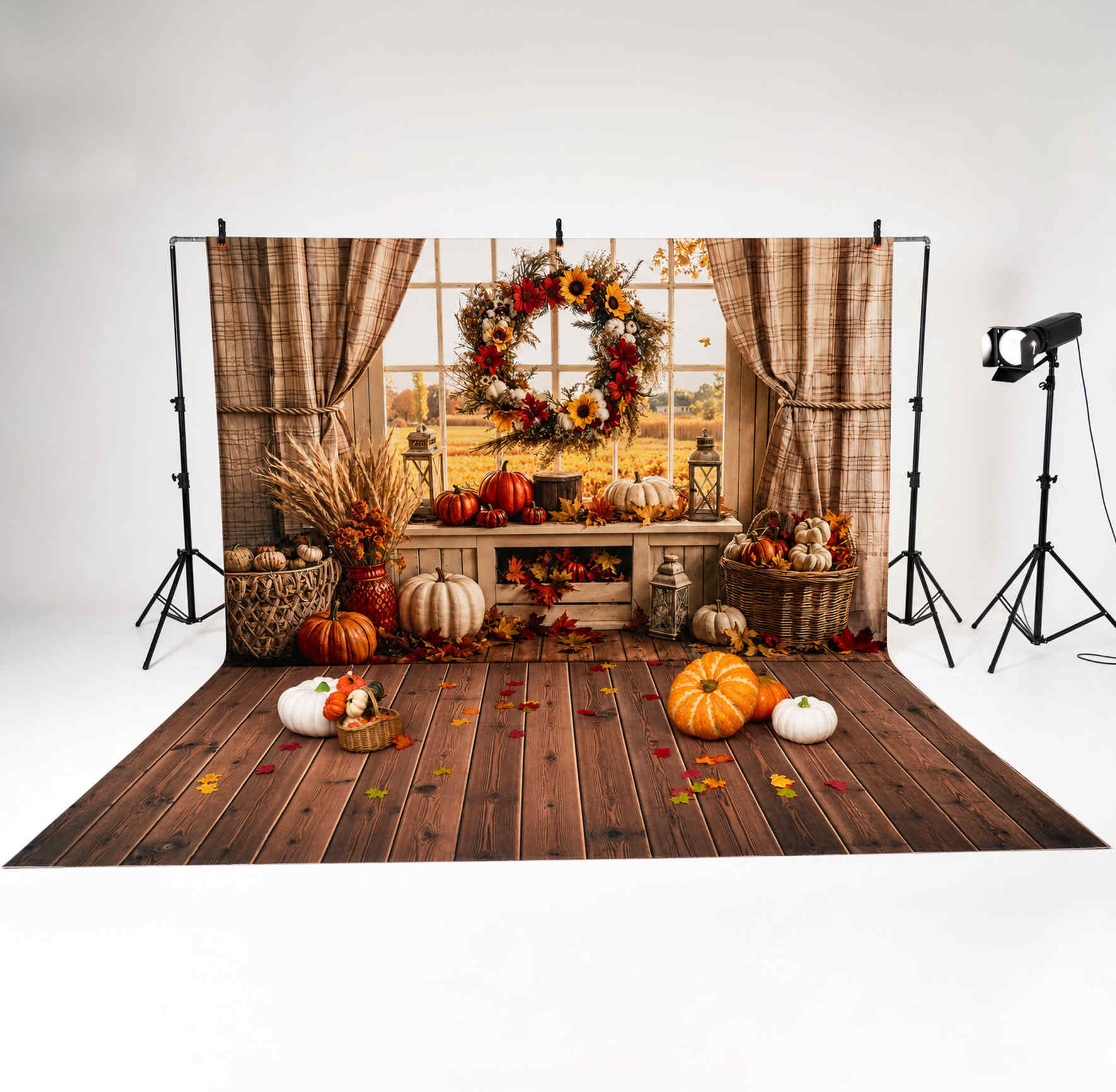 Kate Fall Window Wreath Pumpkin Photo Kit Photography Backdrops&Props Themed Bundle(US ONLY)