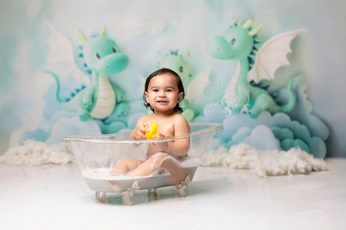 Kate Cake Smash Fantasy Dragon Cloud Backdrop Designed by Ashley Paul