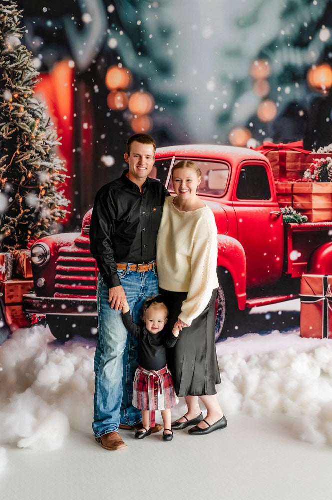 Kate Christmas Teddy Bear Red Truck Backdrop Designed by Emetselch