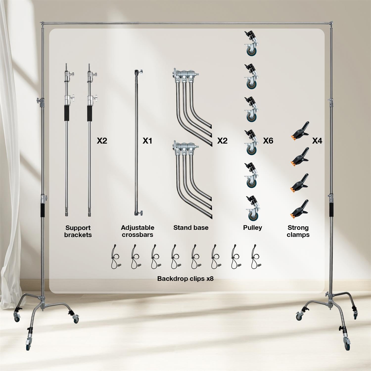 Kate Premium 10x10ft Heavy-Duty Rolling Backdrop Stand Adjustable Photographic Backdrop  and Seamless Paper Display Stand