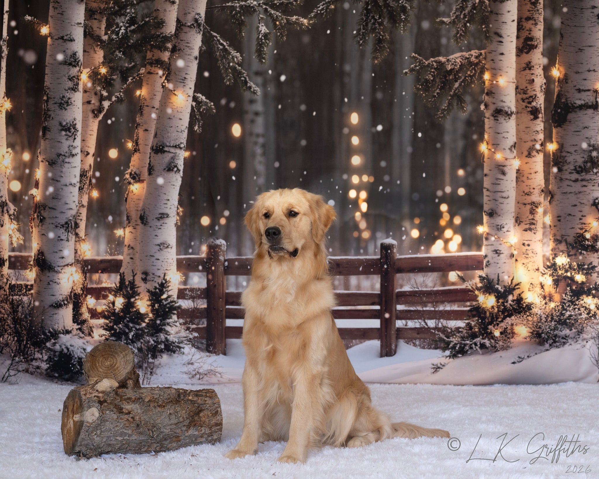Winter Forest Lights Houten Schutting Foto Achtergrond Designed by Emetselch