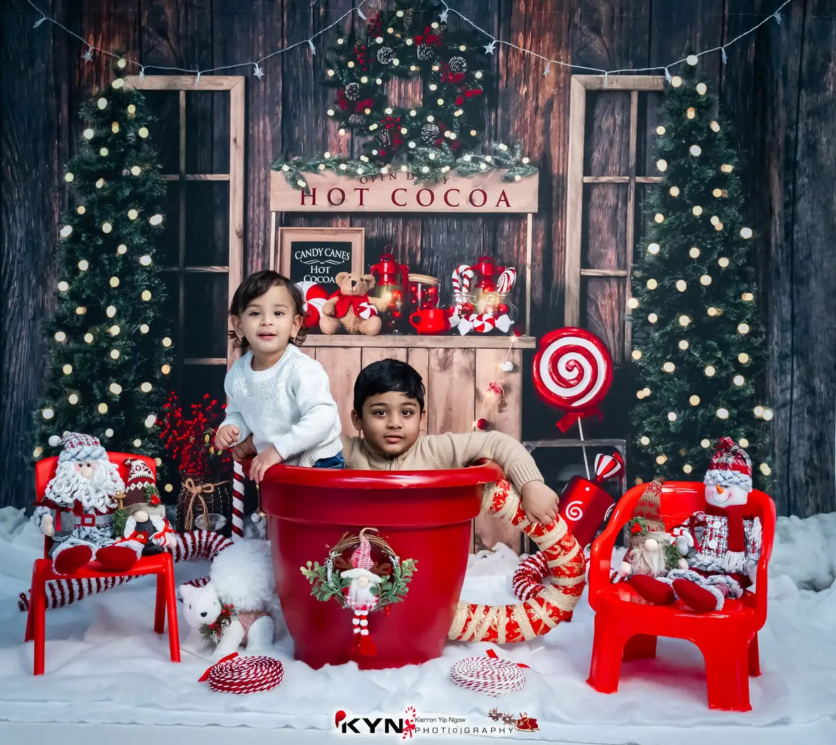 Kate Christmas Tree Backdrop Winter Hot Cocoa Designed by Emetselch