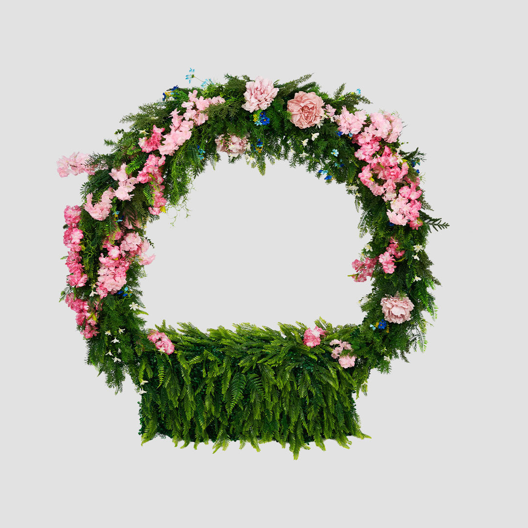 Kate Spring Arch Artificial Flower Wall with Round Stand Prop for Photography(US ONLY)