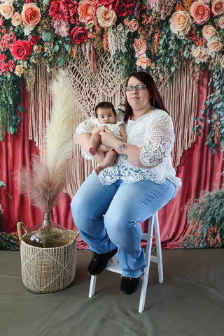 Boho Bloem Boog Macrame Gordijnen Foto Achtergrond Designed by Emetselch