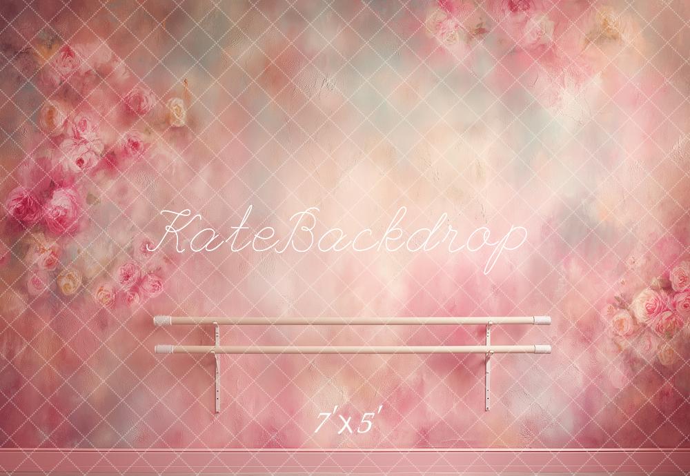 Kate Ballet Barre Pink Floral Abstract Texture Printed Backdrop Designed by Angela Miller
