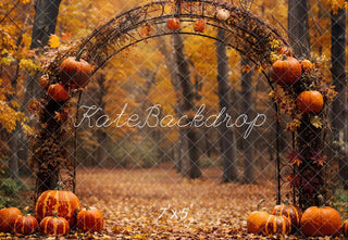 Arco di Zucche d'Autunno nella Foresta Sfondo Designed by Emetselch