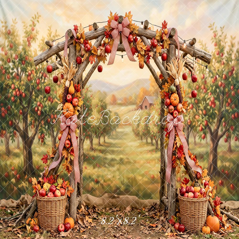 Kate Fall Apple Pumpkin Harvest Arch Orchard Country Printed Backdrop Designed by Angela Miller