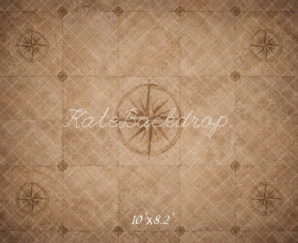 Kate Vintage Compass Brown Floor Printed Backdrop Printed Backdrop Designed by Vertigo Productions