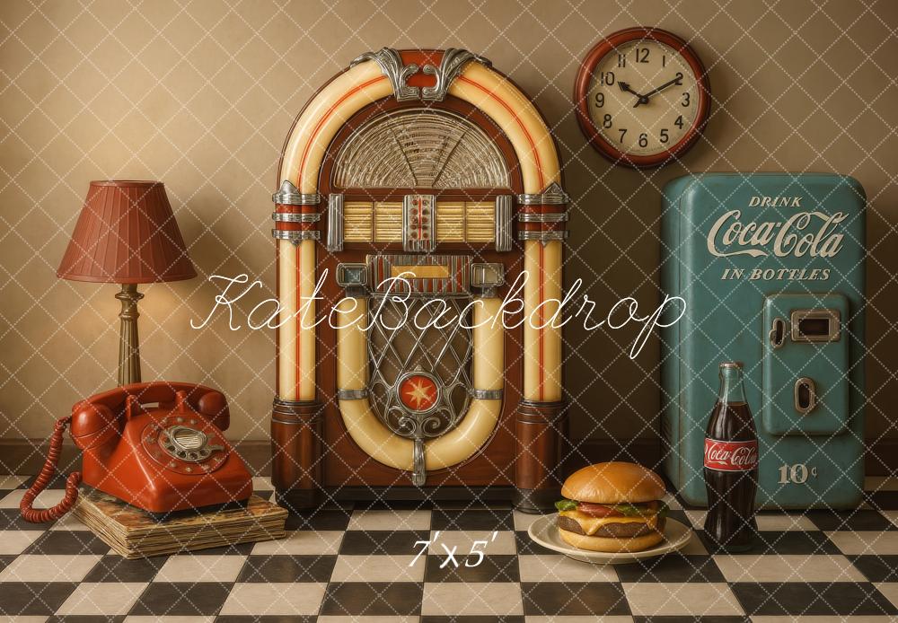 Vintage Diner Retro Jukebox Backdrop