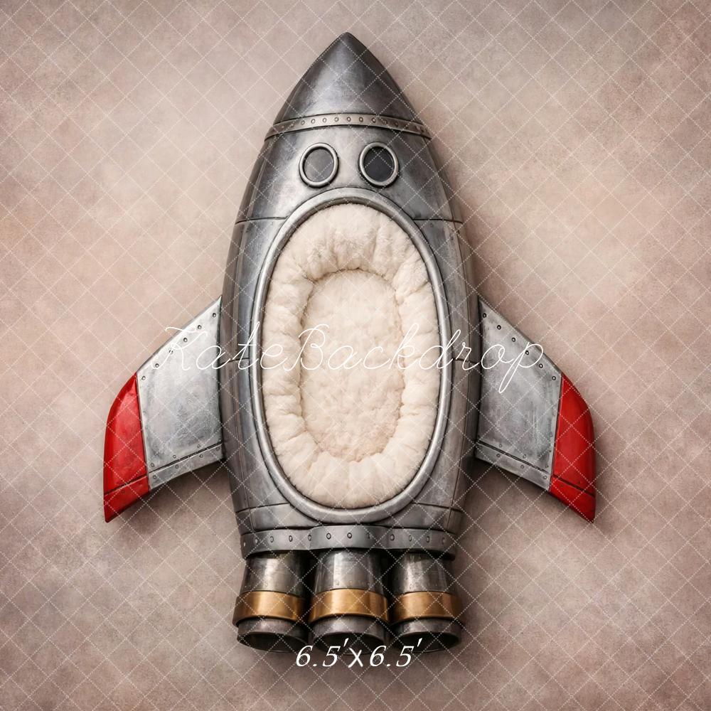 Kate Newborn Rocket Ship Prop Beige Texture Printed Backdrop Designed by Vertigo Productions