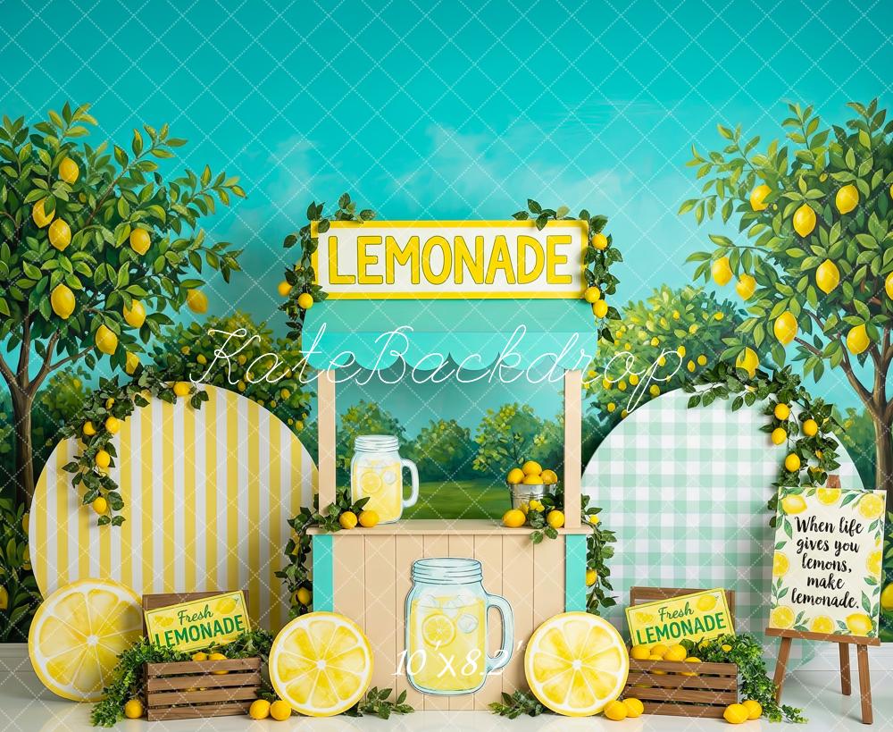 Kate Summer Lemonade Stand Tree Picnic Printed Backdrop Designed by Patty Roberts