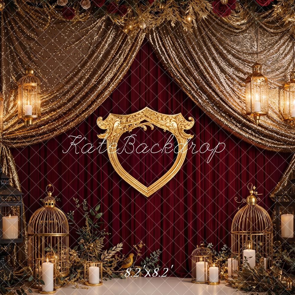 Kate Retro Luxury Gold Frame Birdcage Curtain Backdrop Designed by Emetselch