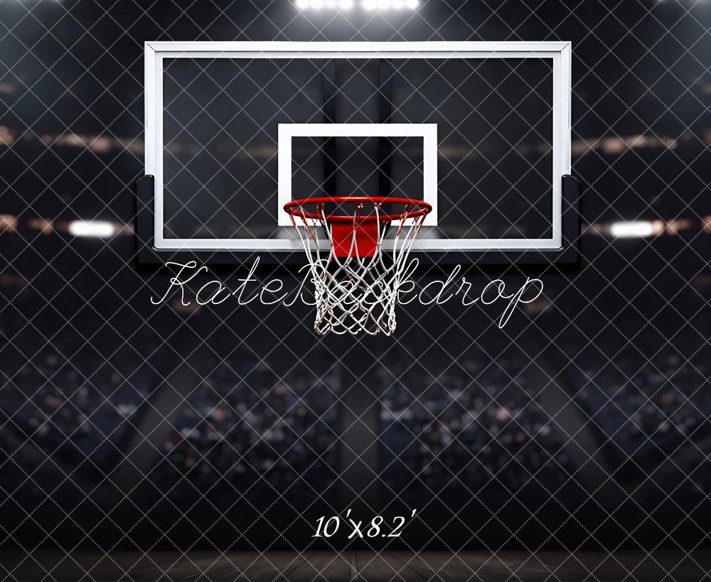 Kate Sports Basketball Hoop Court Stadium Printed Backdrop Designed by Mini MakeBelieve