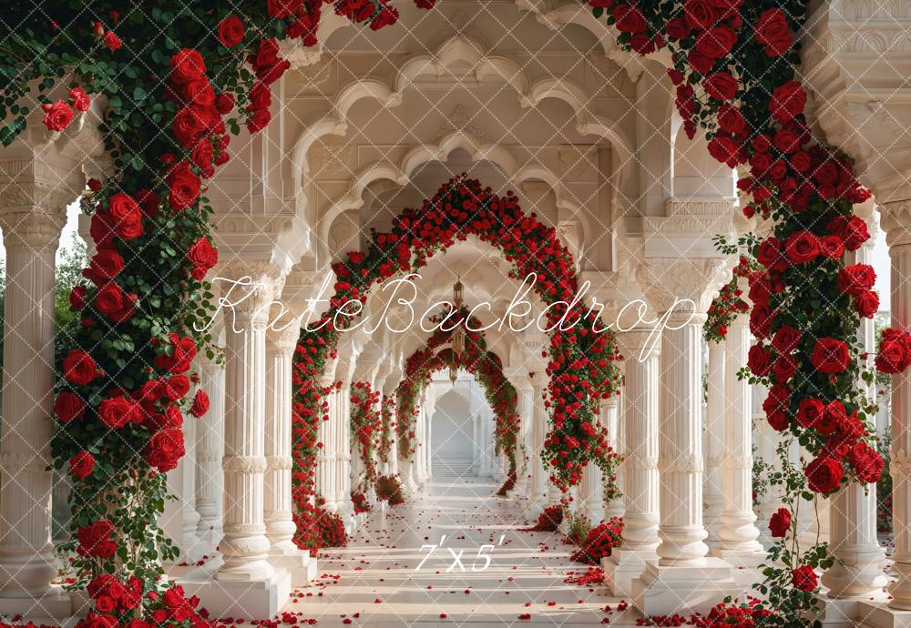 Kate Valentine Rose Arch Retro Hallway Backdrop Designed by Emetselch