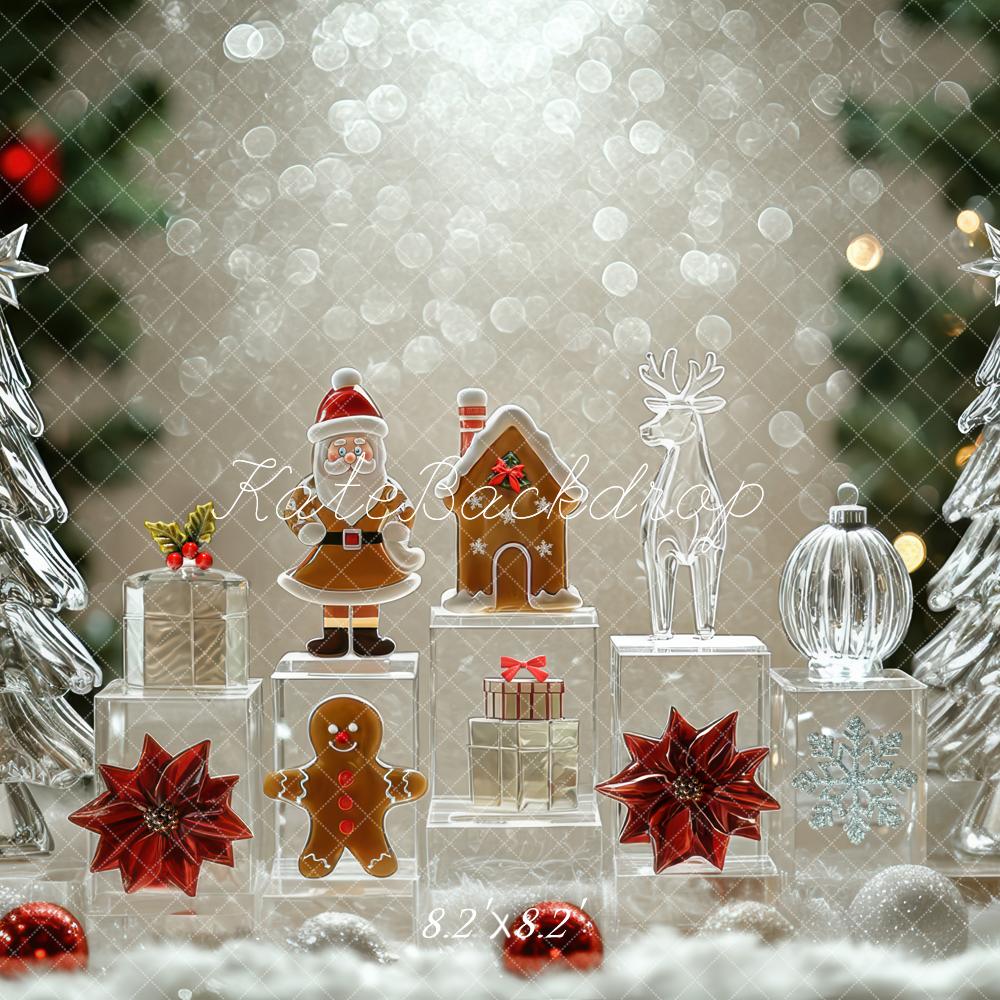 Kate Christmas Glass Trees Gingerbread Santa Backdrop Designed by Mini MakeBelieve