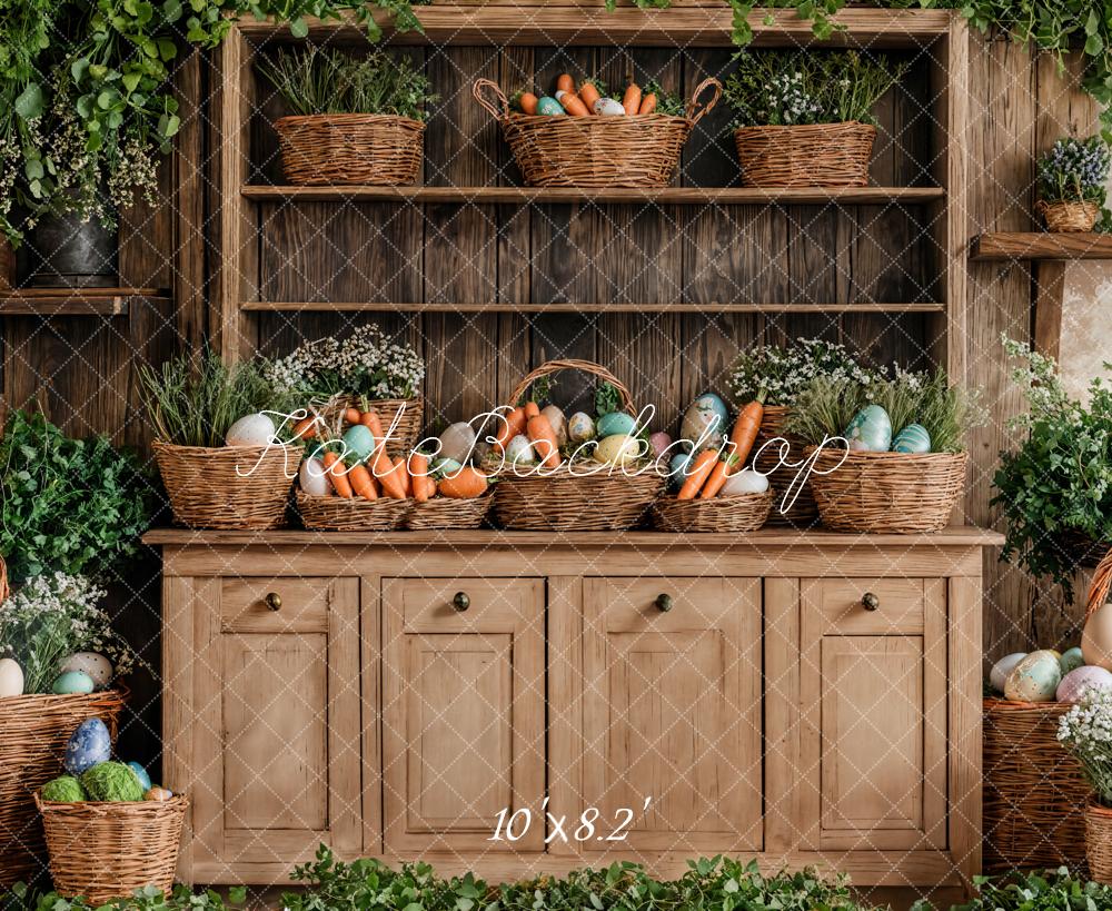 Easter Basket Wood Cabinet Foto Achtergrond Designed by Emetselch