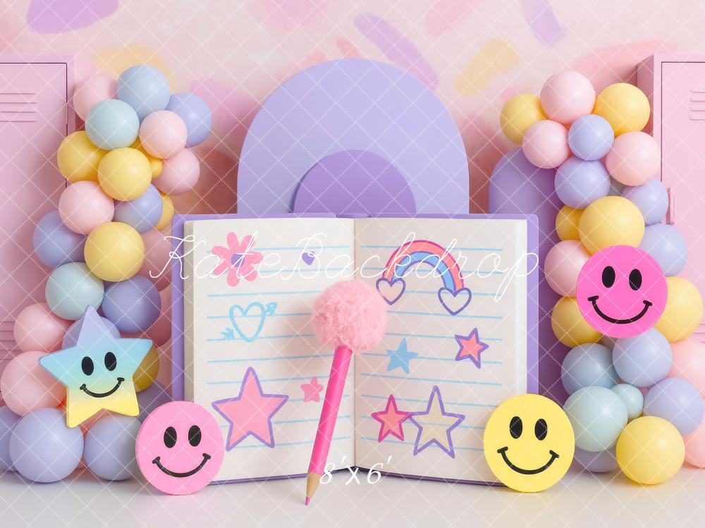 Kate Cake Smash Pastel Smiley Stars Diary Backdrop Designed by Mini MakeBelieve