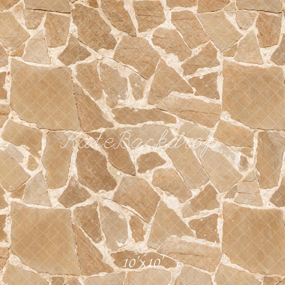 Kate Light Brown Cobblestone Texture Floor Backdrop Designed by Kate Image