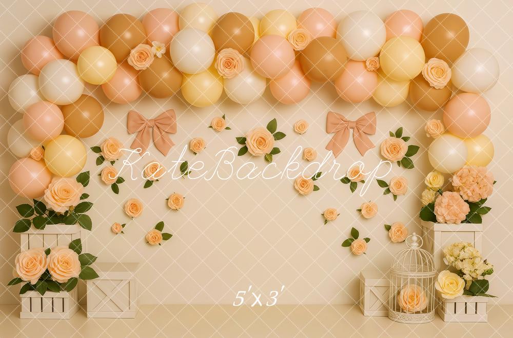 Fondos de Globo Rosa Suave Beige para Cake Smash Designed by Patty Roberts