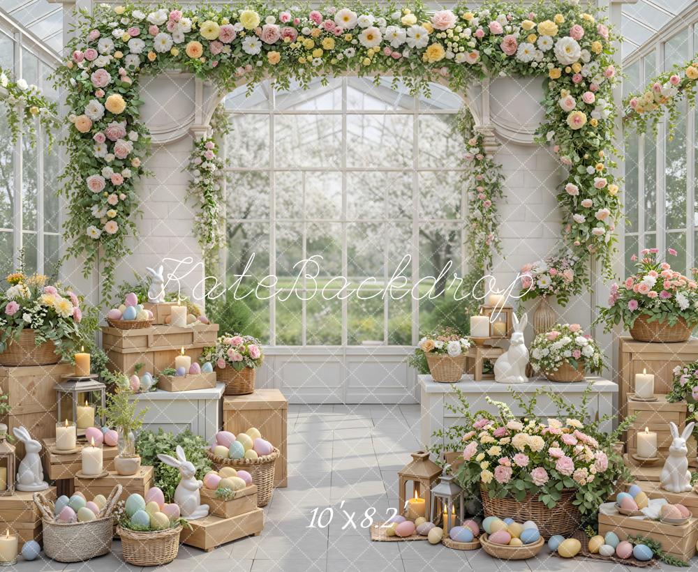 Kate Easter Bunny Flower Arch Pastel Eggs Garden Backdrop Designed by Mini MakeBelieve