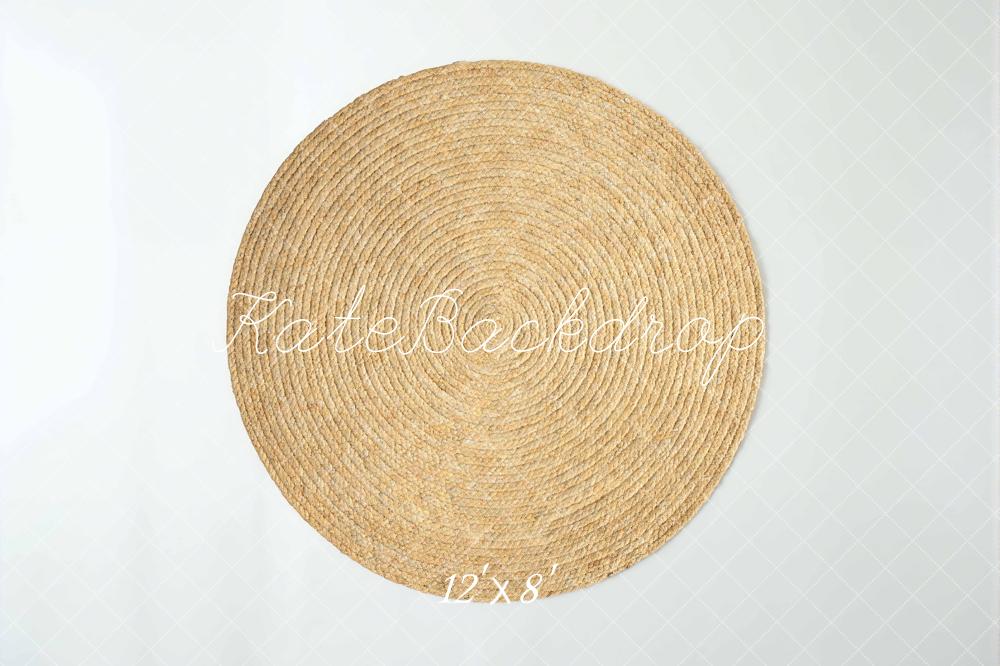 Kate Round Jute Rug White Diamond Pattern Floor Backdrop Designed by Mini MakeBelieve