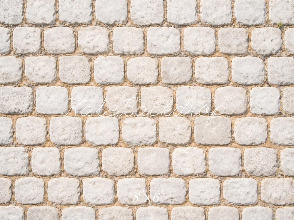 Kate White Cobblestone Wall Printed Backdrop Designed by Vertigo Productions