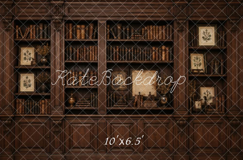 Kate Brown Vintage Bookshelf Cabinet Printed Backdrop Designed by Vertigo Productions